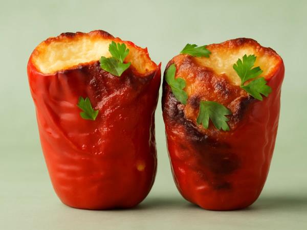 Bunte Paprika mit cremiger Quarkfüllung: ein einfaches Gericht, das mit Farbe und Geschmack begeistert